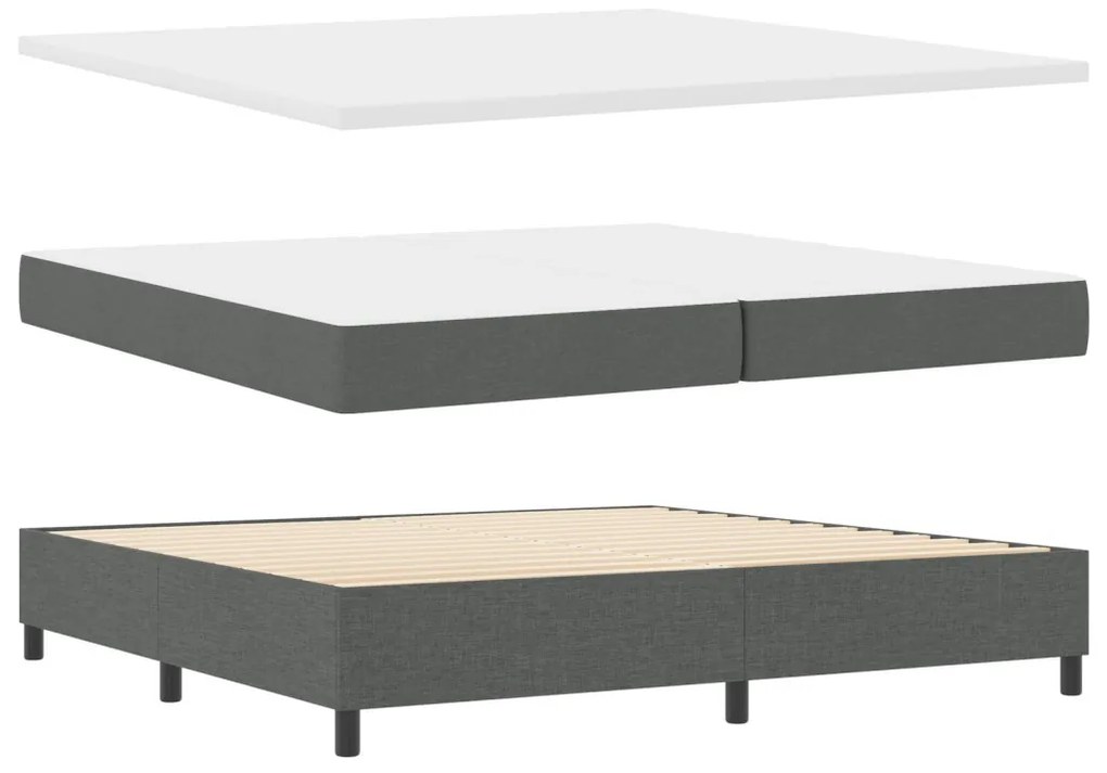 Box Spring Ágy Matracot és Padot Sötétszürke 200x200 cm Szövet