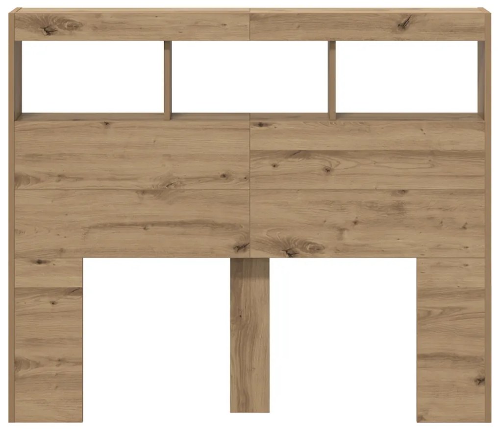 LED-es Fejtámla Szekrény kézműves tölgy 121 x 17 x 102 cm