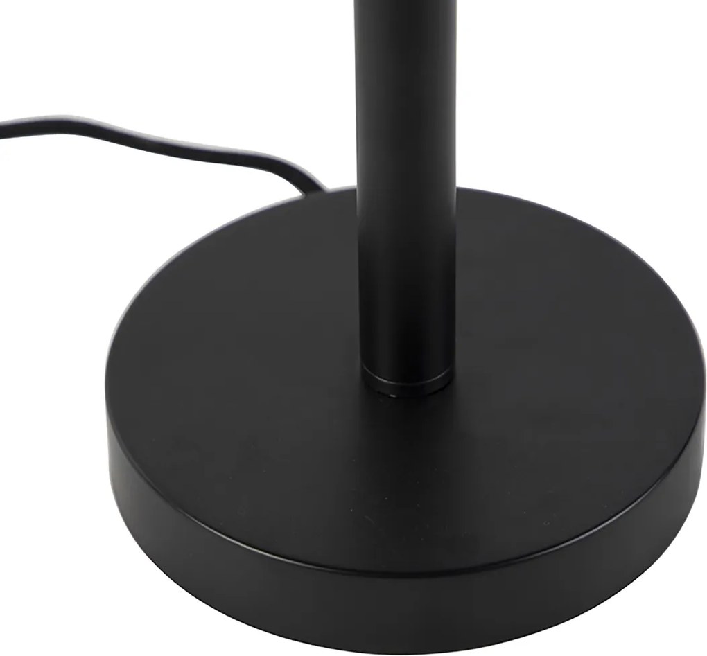 Modern asztali lámpa fekete világosbarna szövet búrával 35 cm - Simplo