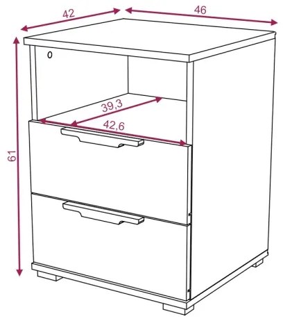 NED éjjeliszekrény Wotan tölgy