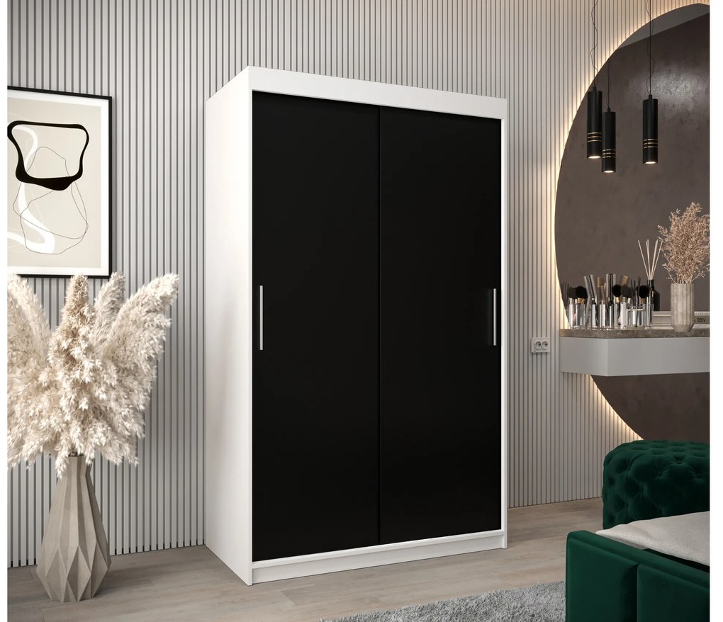 Ruhásszekrény 120 cm Toki (matt fekete + matt fekete). 1064804