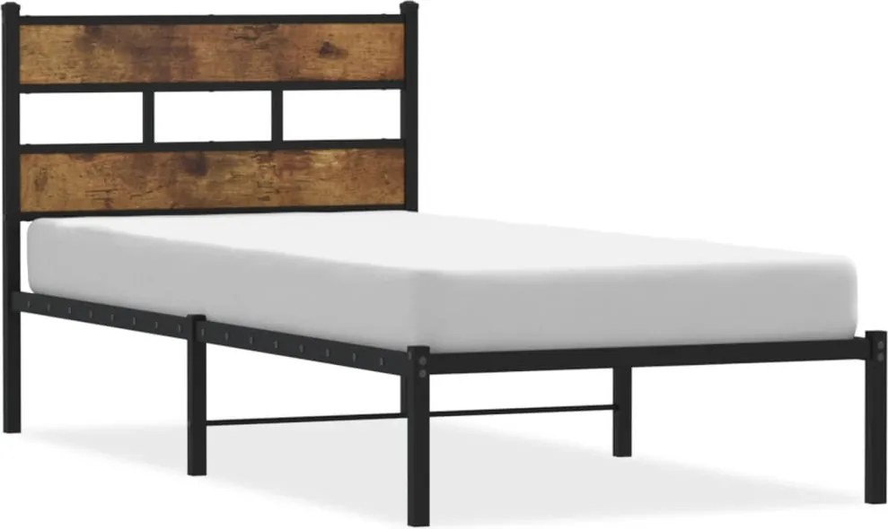 vidaXL füstös tölgy színű fém ágykeret matrac nélkül 80 x 200 cm