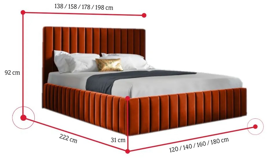 CHRISTIAN kárpitozott ágy, 160x200, trinity 01