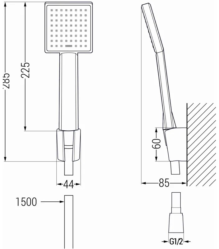 Mexen Uno R45 fürdőszett, fekete, 71413R45-70