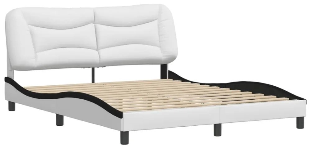 fehér és fekete műbőr ágykeret matrac nélkül Hvar 160 x 200 cm