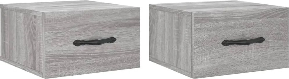 vidaXL 2 db szürke sonoma falra szerelhető éjjeliszekrény 35x35x20 cm