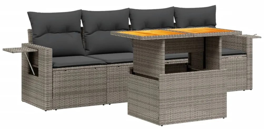 5 részes bézs polyrattan kerti ülőgarnitúra párnákkal