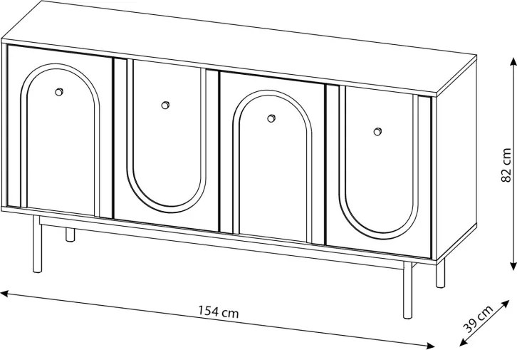Komód 4 ajtós kasmír színben arany fogantyúkkal – MAZOMA