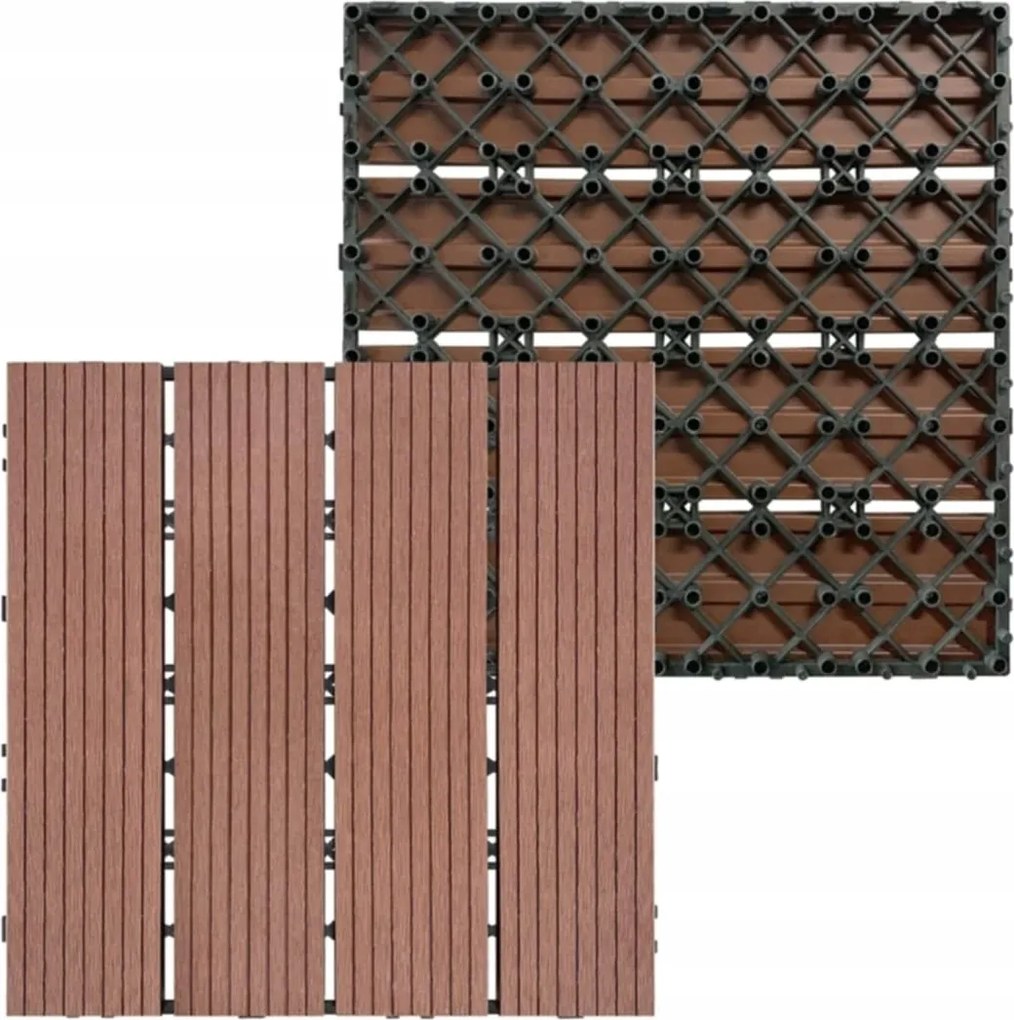 22 Db-os Wpc terasz csempe szett 30x30 cm 2M Négyzet Alakú