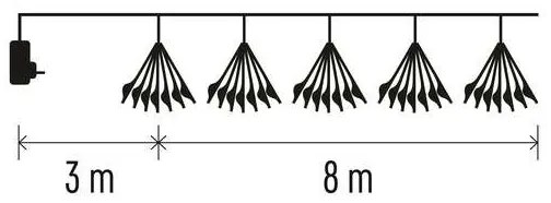 LED karácsonyi fényfüzér 450xLED 8+3 m hideg fehér