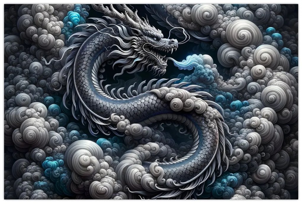 Kép – Sárkány a füstben (90x60 cm)