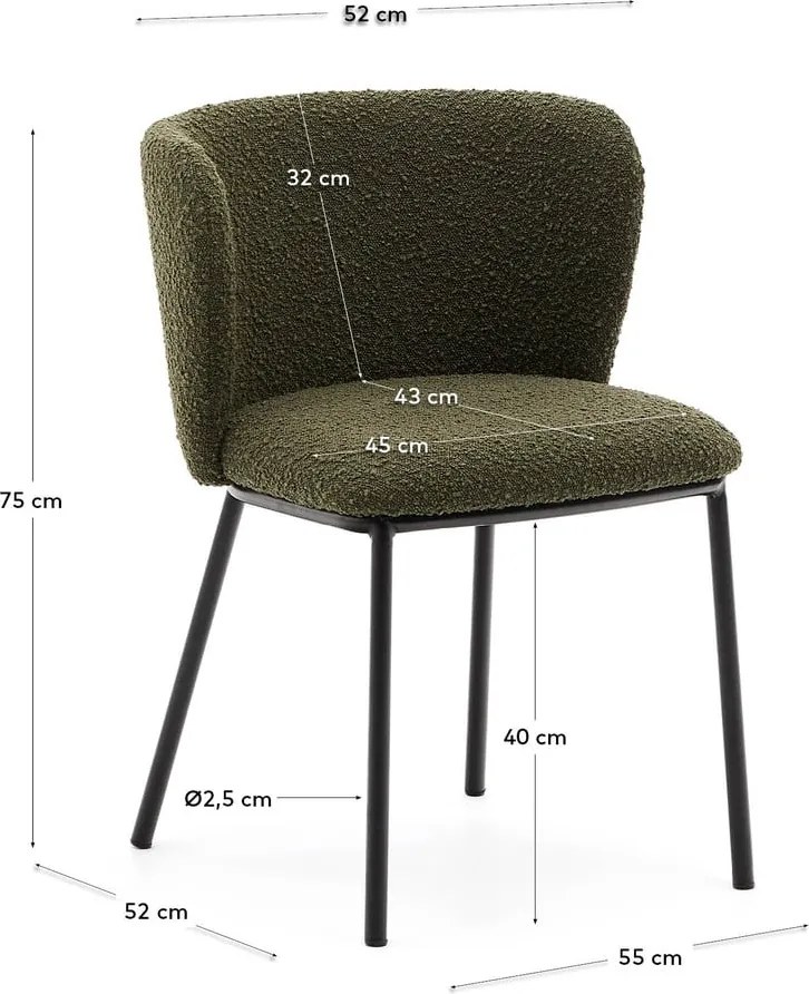 Zöld kárpitozott étkezőfotel Ciselia – Kave Home