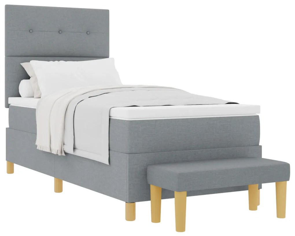 Boxspring Ágy Matrac és Pad Világosszürke 100x200 cm Szövet