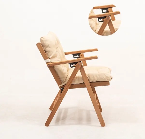Összecsukható kerti szék párnával, bézs/habr színben