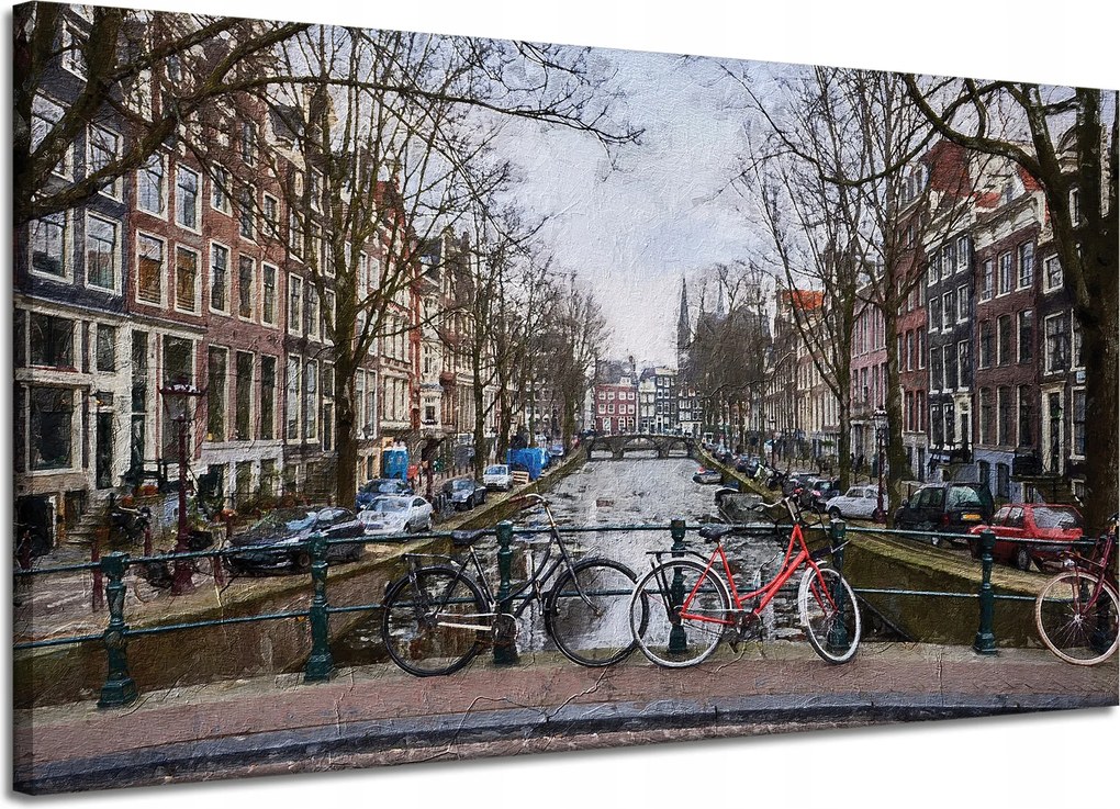 Vászonkép Kerékpárok az Amszterdam hídon 120x70 cm Ideális ajándék