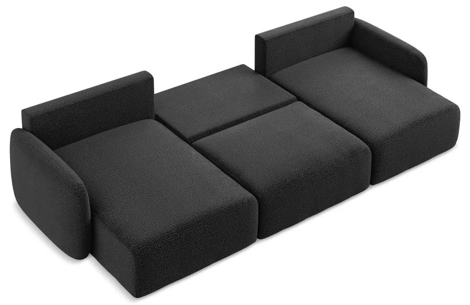 Fekete kinyitható-tárolóhelyes sarokkanapé Kalena – Makamii