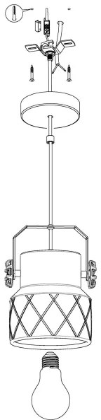 Eglo 39854 - HILCOTT kábeles függeszték 1xE27/40W/230V