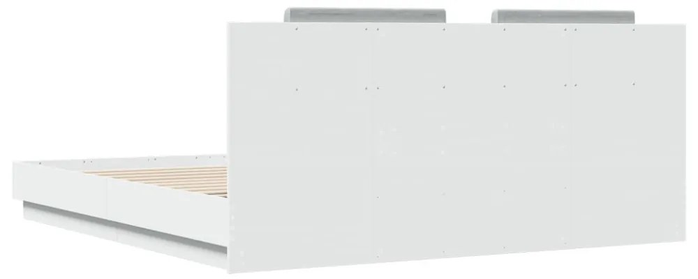 fehér ágykeret fejtámlával és LED-világítással 180 x 200 cm