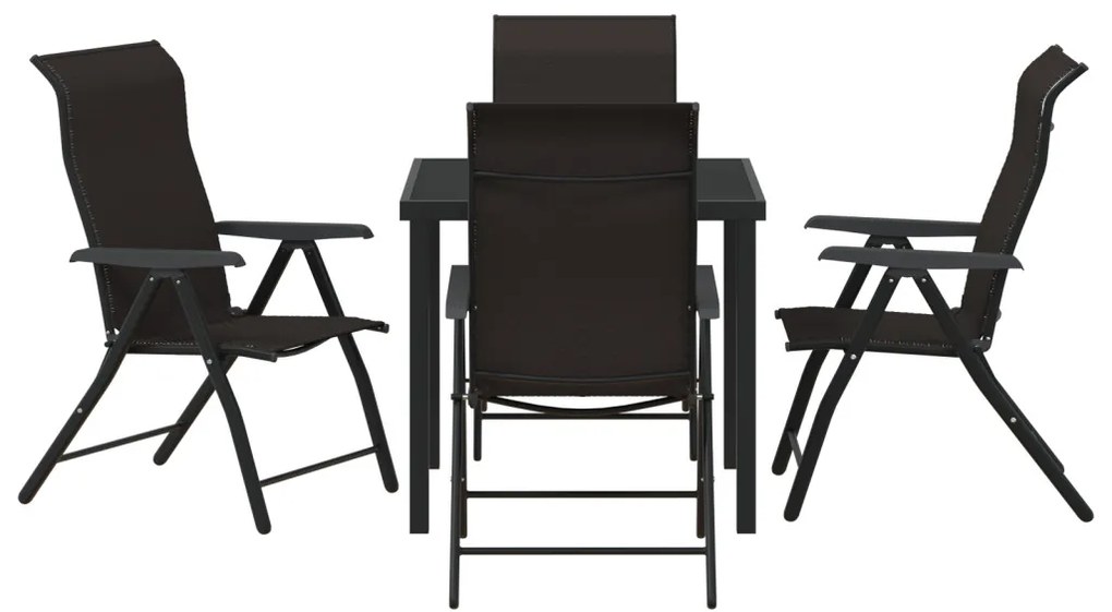 5 darabos kerti étkező szett Fekete Poly Rattan