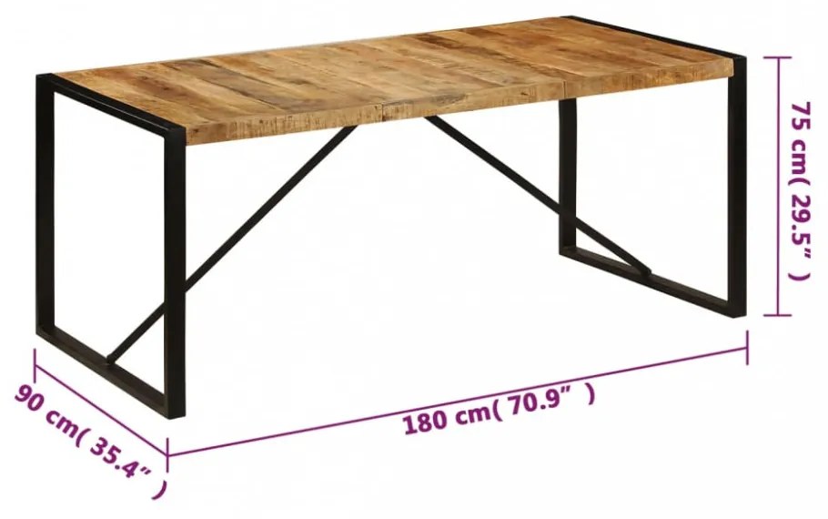 tömör mangófa étkezőasztal 180 x 90 x 75 cm