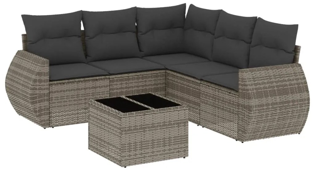 6 részes szürke polyrattan kerti ülőgarnitúra párnákkal