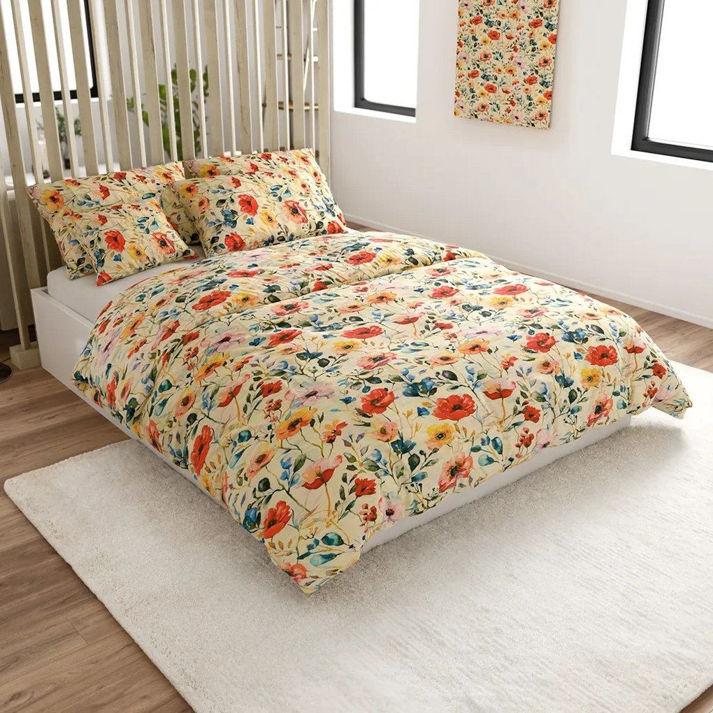 Krepp ágynemű FLOREEN krémszínű Ágyneműhuzat mérete: 70 x 90 cm | 140 x 200 cm