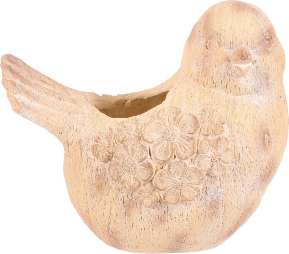 Ptáček - na květiny, magnesium, vzor květin, imitace dřeva