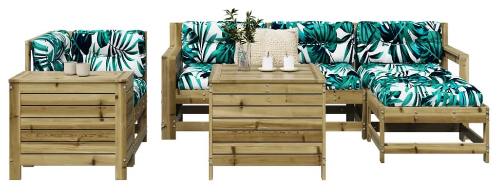 vidaXL 7 részes impregnált fenyőfa kerti kanapészett