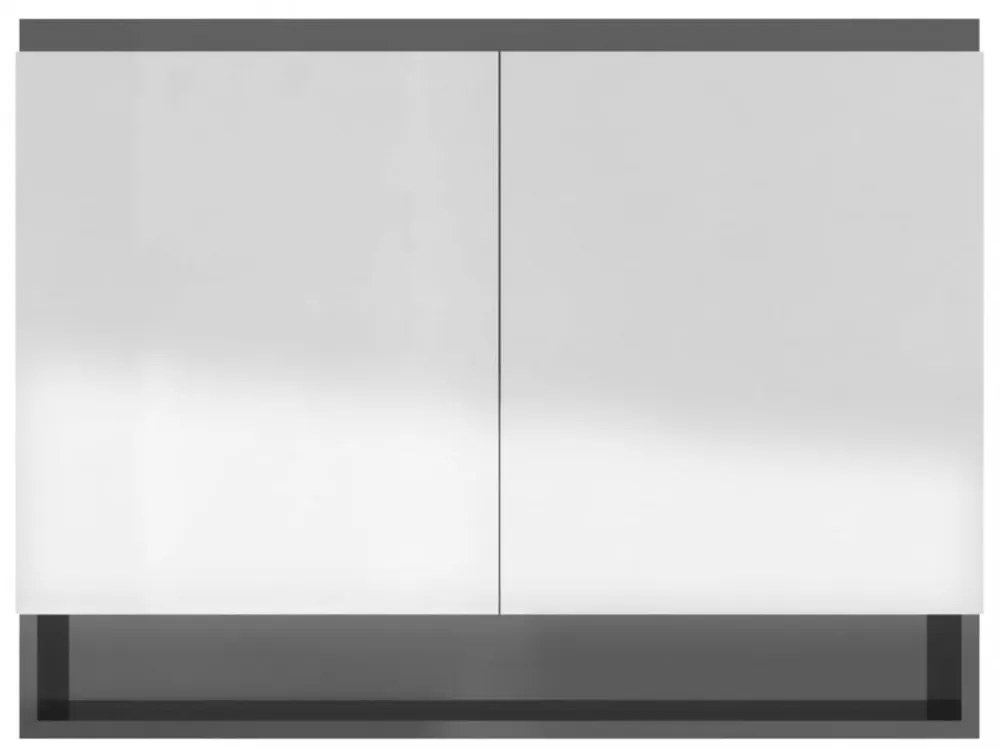 fényes szürke MDF tükrös fürdőszobaszekrény 80 x 15 x 60 cm