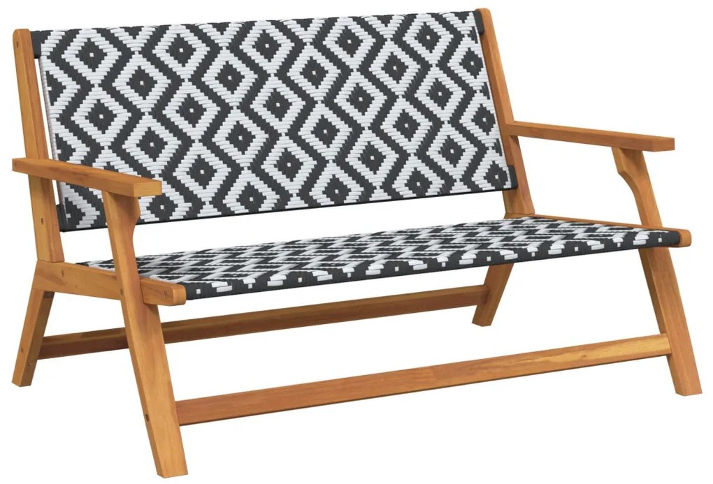Kerti pad Fekete és fehér 122x76x73.5 cm Tömör akácfából