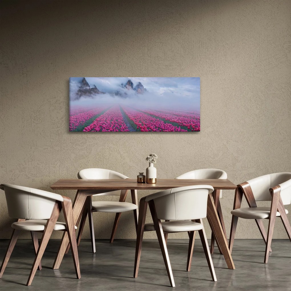 Kép - Tájkép tulipánmezőkkel (120x50 cm)