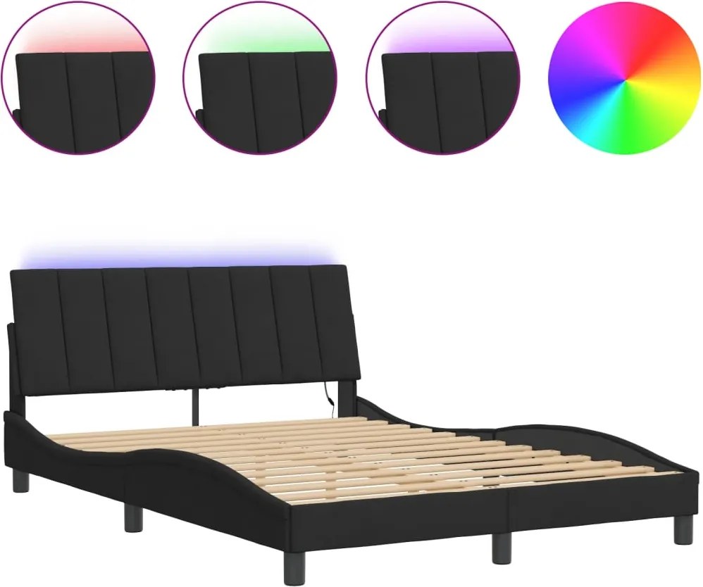 vidaXL fekete bársony ágykeret LED-ekkel matrac nélkül Hanko 120 x 200 cm