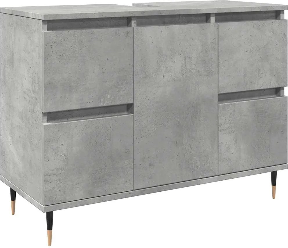 vidaXL betonszürke szerelt fa fürdőszobaszekrény 80 x 33 x 60 cm