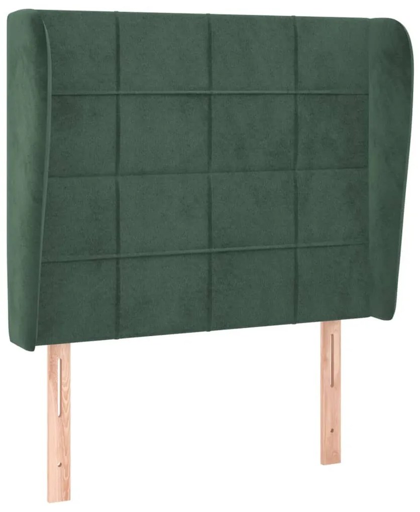 sötétzöld bársony fejtámla szárnyakkal 93 x 23 x 118/128 cm