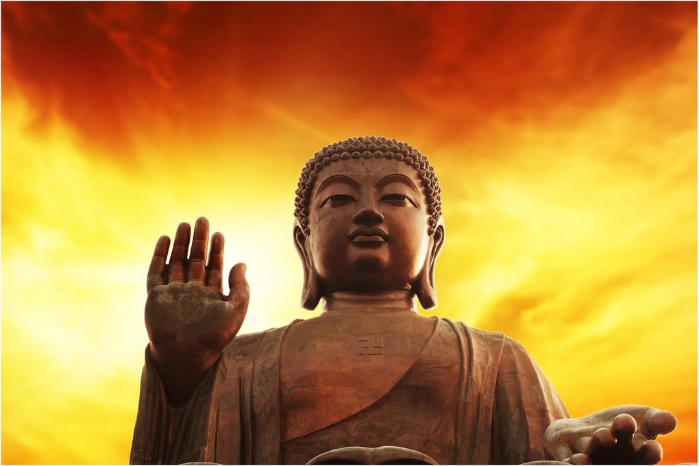 Kép - Buddha piros és sárga háttérrel (90x60 cm)