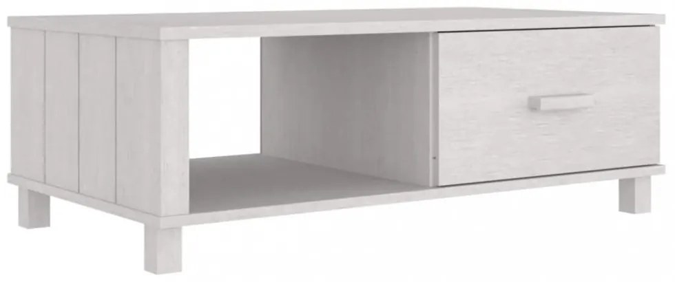 HAMAR fehér tömör fenyőfa dohányzóasztal 100 x 55 x 35 cm