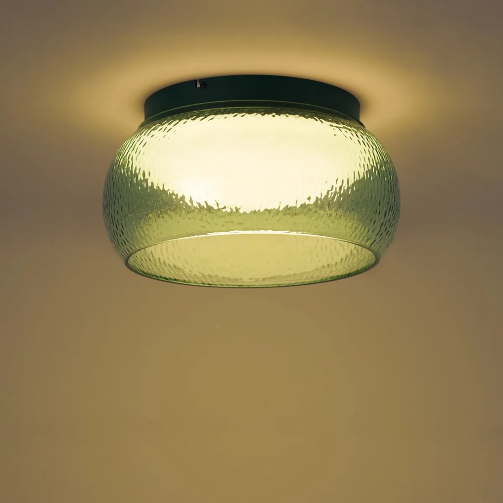 Art Deco mennyezeti lámpa zöld üveggel, beépített LED-del, 3 fokozatban szabályozható - Thimble