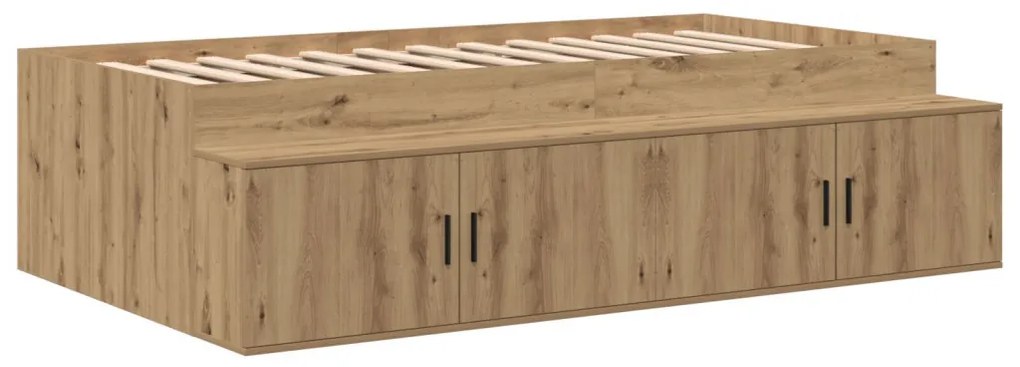 Ágykeret tárolóval kézműves tölgy 234 x 103 x 53.5 cm Faanyag