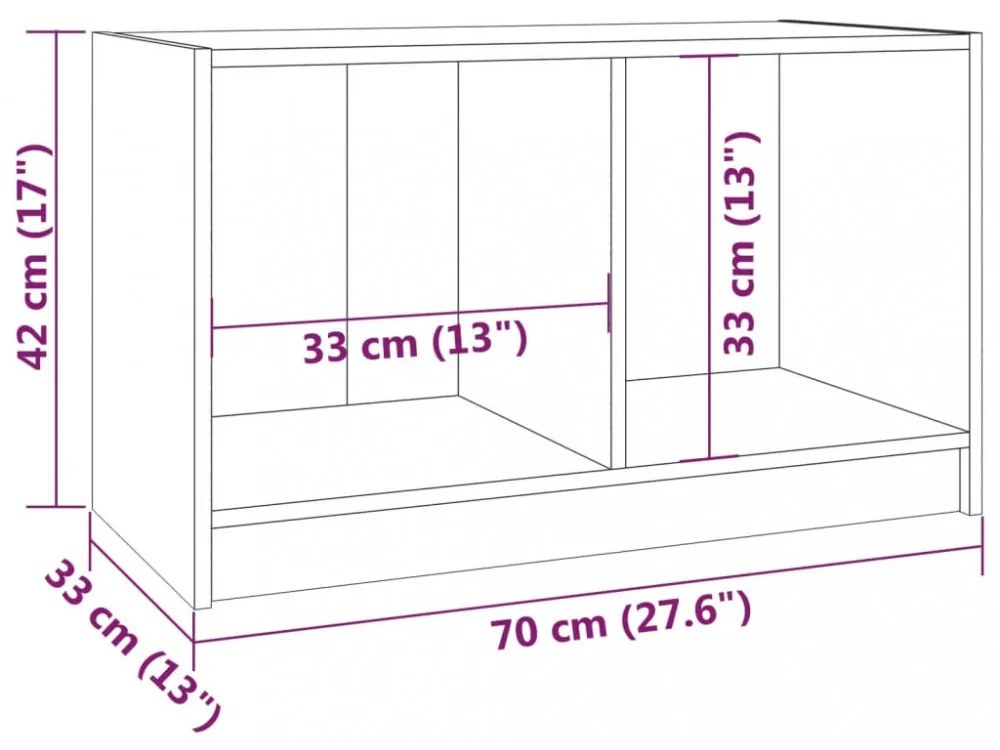szürke tömör fenyőfa TV-szekrény 70 x 33 x 42 cm