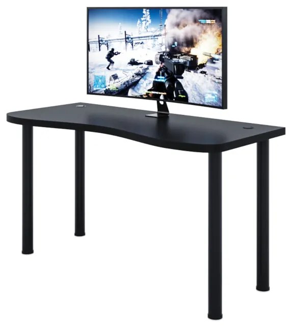 CODE Y2 Számítógépasztal + LED, 135x73-76x65, fehér/fekete lábak + USB HUB