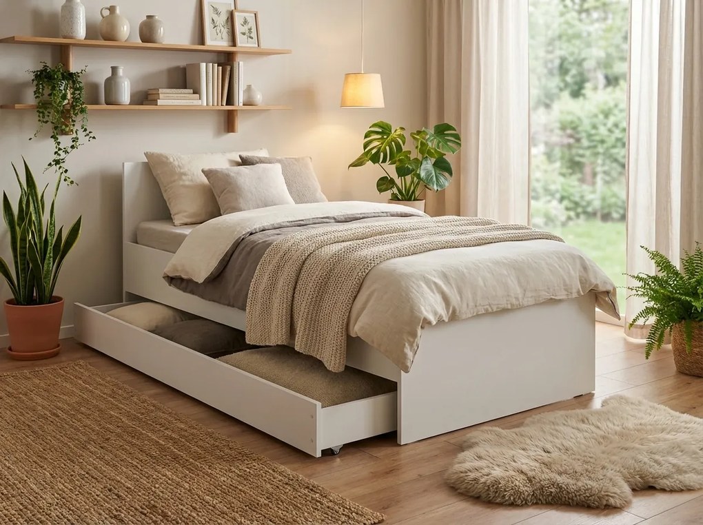 Ágy ELISA 90 x 200 cm, fehér Ágyrács: Ágyrács nélkül, Matrac: Coco Maxi 20 cm matrac