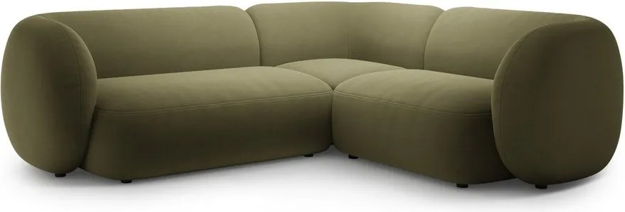 Zöld bársony sarokkanapé (jobb oldali-L alakú) Kate – Micadoni