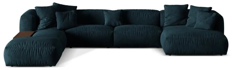 Sötétkék bársony moduláris sarokkanapé (bal oldali-U alakú) Martina – Micadoni