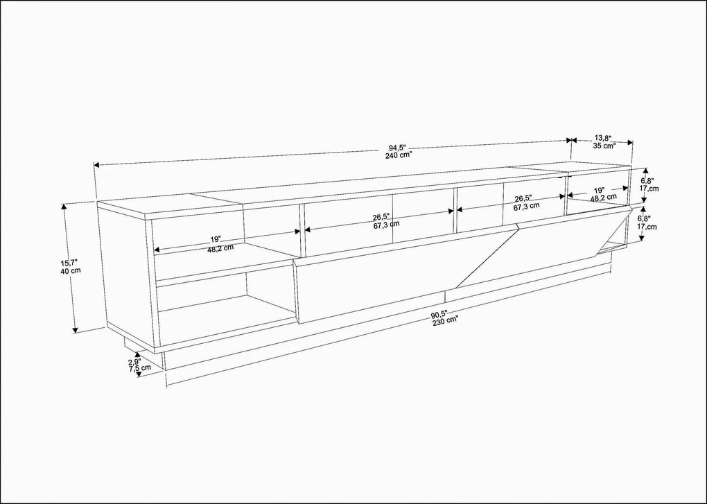 TV szekrény Rhodes - Oak, Anthracite