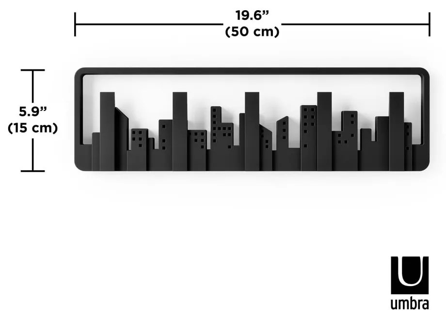 Fekete műanyag fali fogas Skyline – Umbra