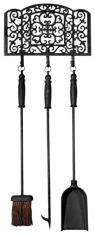 Falra szerelhető öntöttvas kandalló tisztító szett, 3 részes