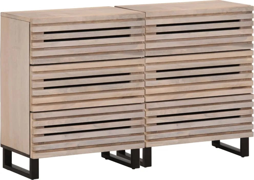 vidaXL 2 db tömör mangófa tálalószekrény 60 x 34 x 75 cm