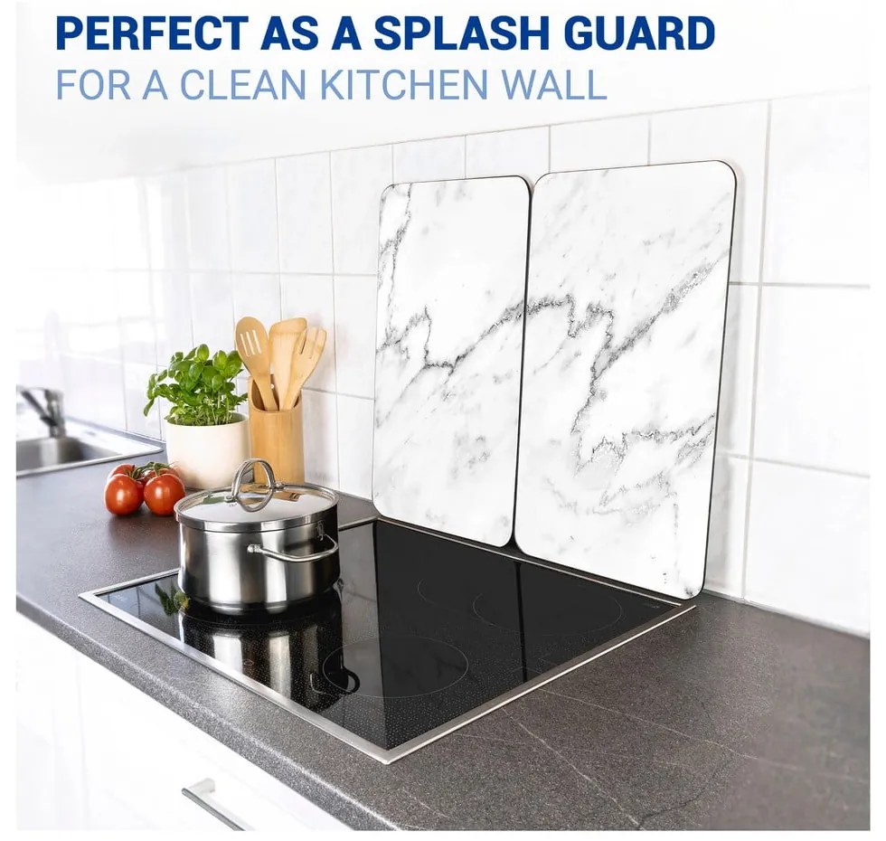 Edzett üveg tűzhely fedőlap szett 2 db-os 30x52 cm Marble – Wenko