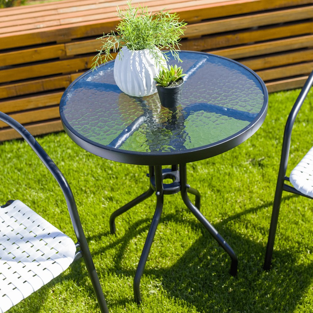 Étkezőasztal, fekete acél/edzett üveg, BORGEN TYP 1