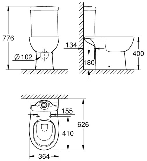 GROHE 39349000 - Álló mosdó BAU CERAMIC 356 × 600 × 400 mm kerámia/fehér
